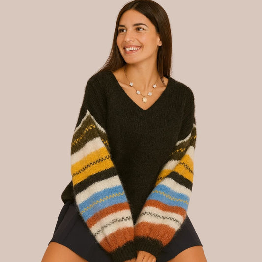 Oversize-Pullover mit weiten Ärmeln schwarz
