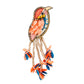 Pailletten-Brosche mit Vogelmotiv orange
