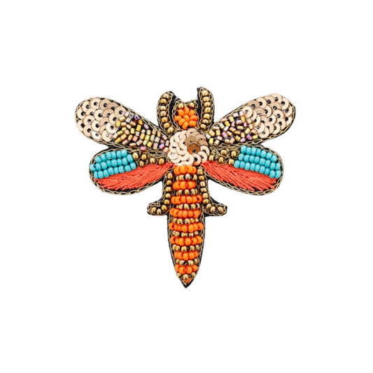 Pailletten-Brosche mit Libellenmotiv orange