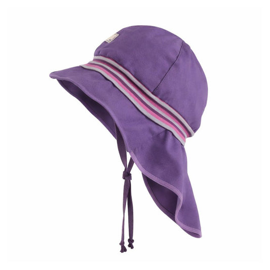 PICKAPOOH | Sommer Strick Mütze 'Feuerwehr' lila/gestreift