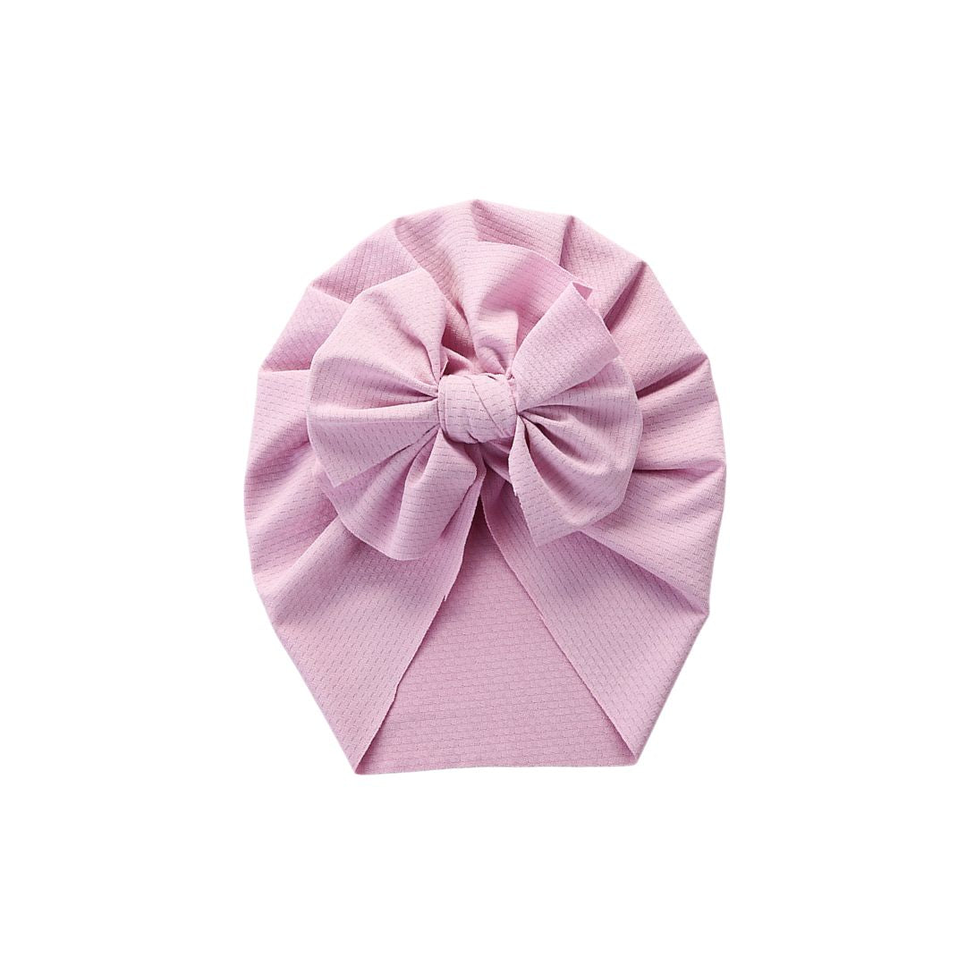 Turban aus Seidenstoff mit Schleife pink