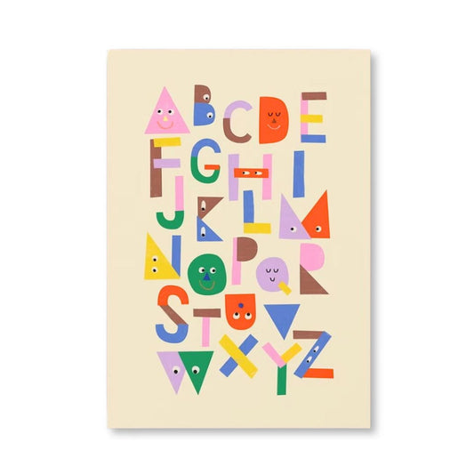Postkarte 'ABC Faces' zur Einschulung