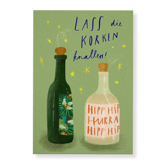 Postkarte 'Lass Korken knallen'
