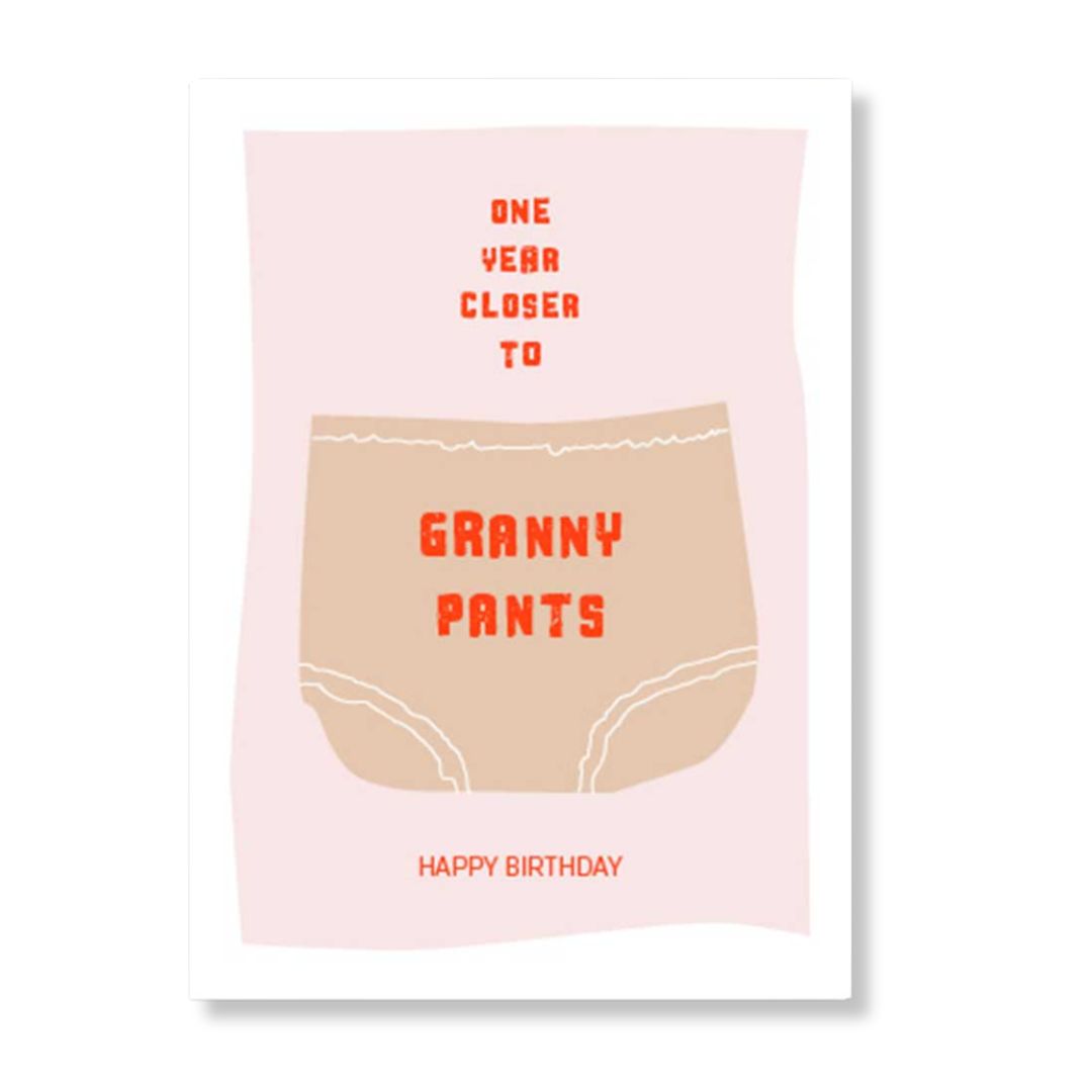 Postkarte mit Neondruck 'Granny Pants'