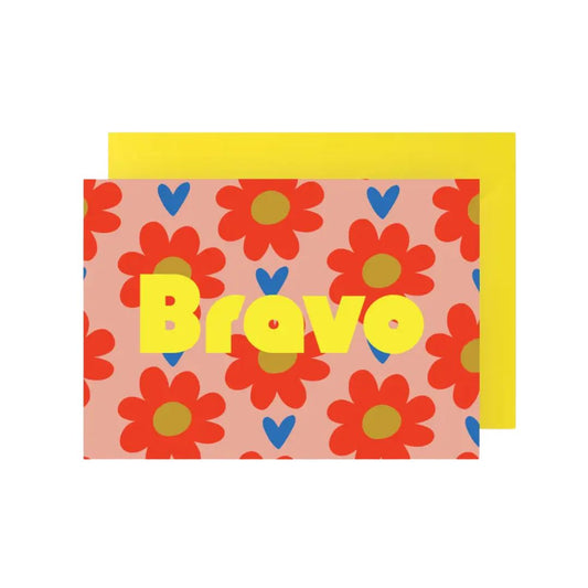 Postkarte mit Umschlag 'Bravo' multi/gelb Querformat