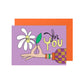 Postkarte mit Umschlag 'For You' lila/orange Querformat