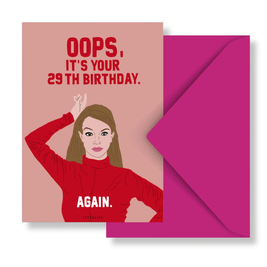 Postkarte 'OOPS 29TH BIRTHDAY'
