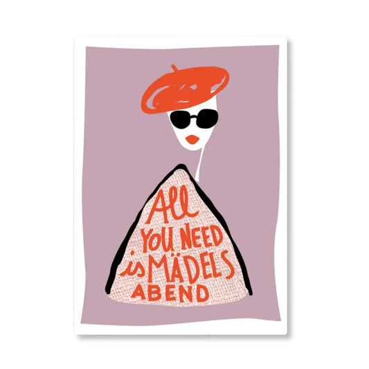 Postkarte mit Neondruck 'All you need is Mädelsabend'