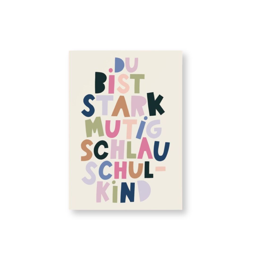 Postkarte 'Starkes Schulkind' Lettering