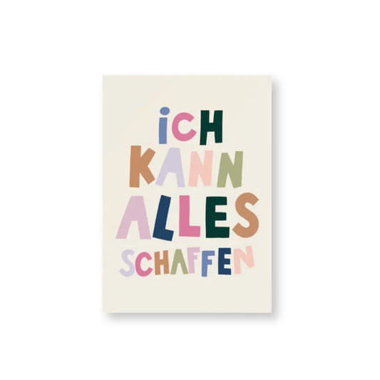 Postkarte 'Ich kann alles schaffen' Lettering