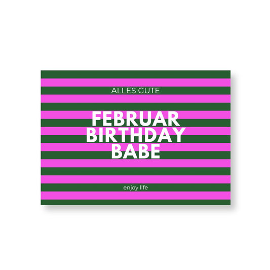 Postkarte Geburtstag 'Februar Birthday Babe'