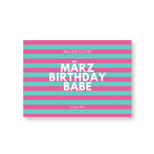Postkarte Geburtstag 'März Birthday Babe'