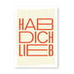 Postkarte mit Neondruck 'HAB DICH LIEB'