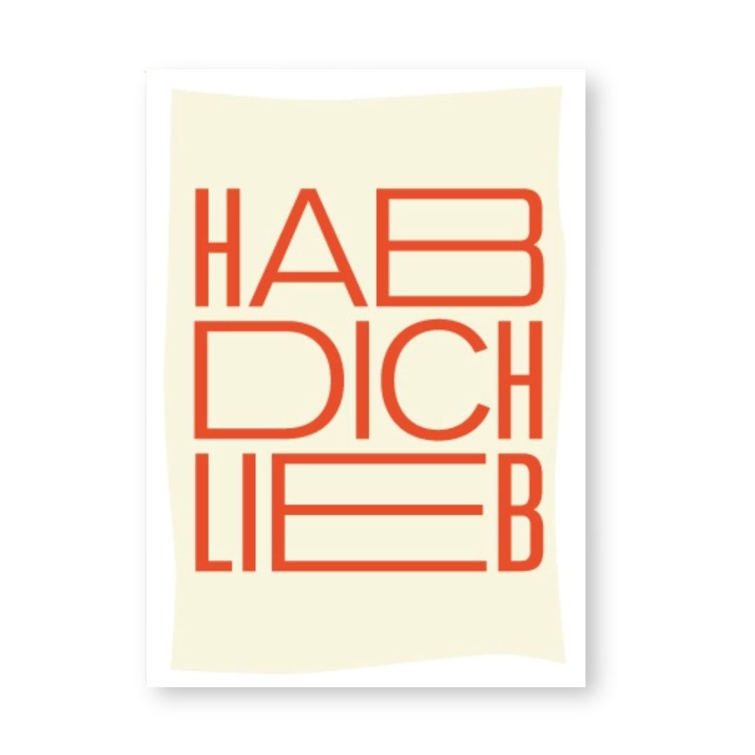 Postkarte mit Neondruck 'HAB DICH LIEB'