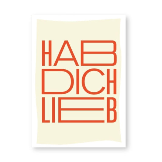 Postkarte mit Neondruck 'HAB DICH LIEB'