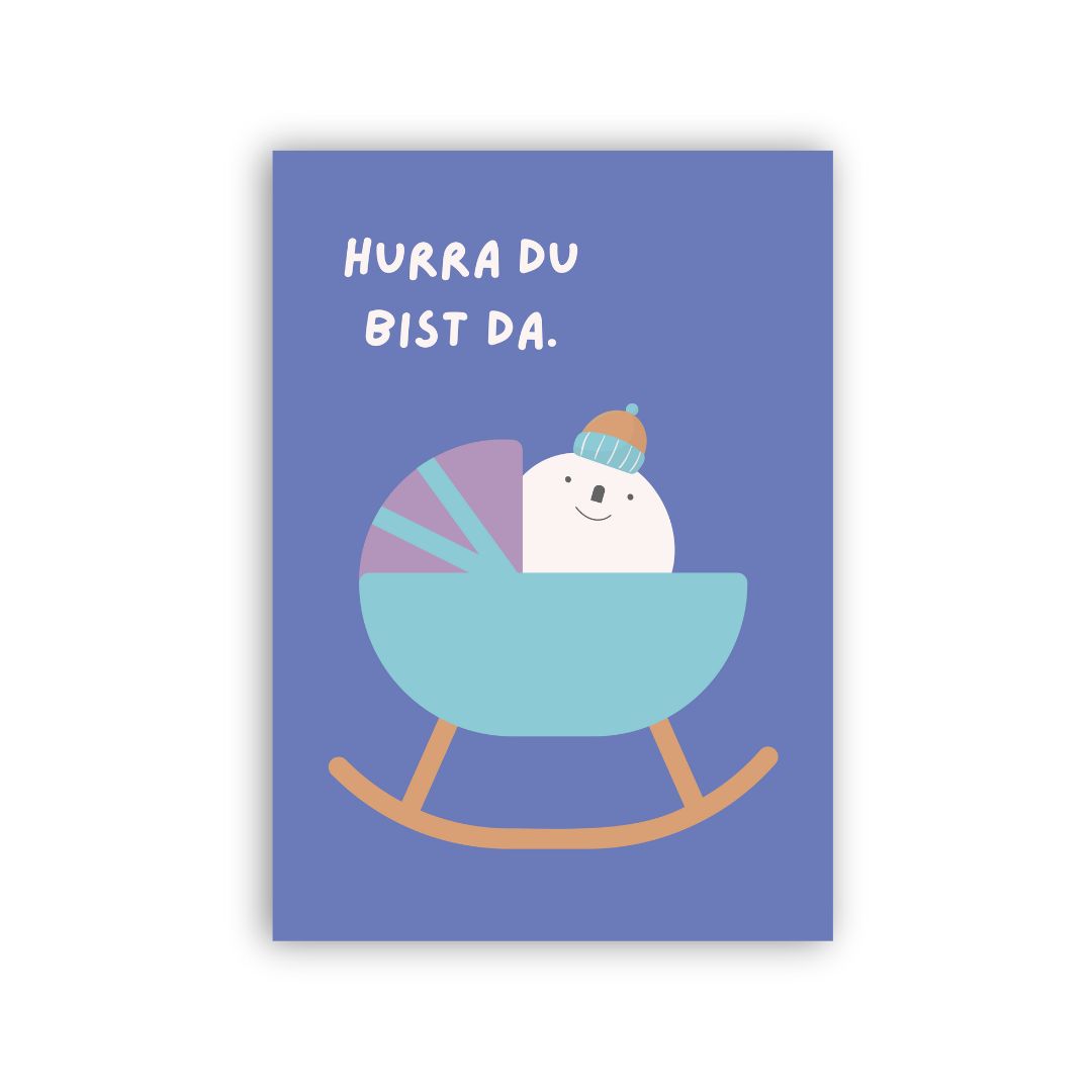 Postkarte 'Hurra Du bist da'