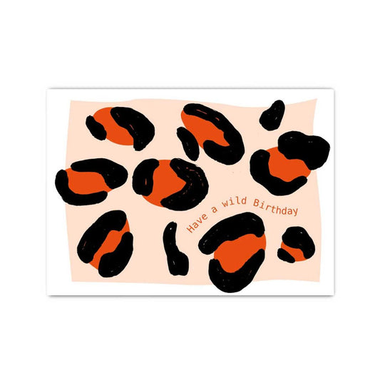 Postkarte mit Neondruck 'Have a wild Birthday' Animalprint