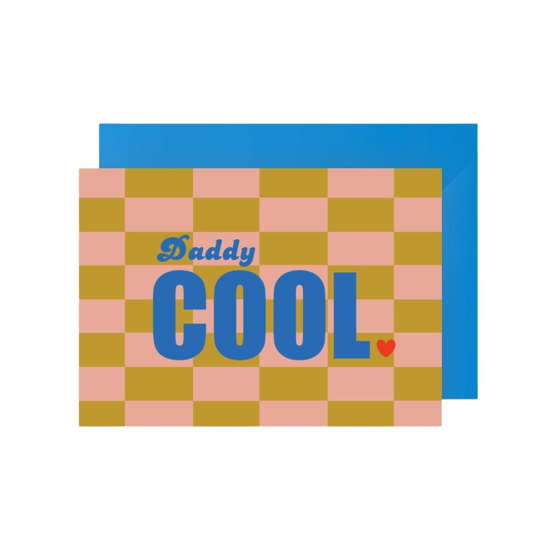 Postkarte mit Umschlag 'Daddy Cool' vichy/blau Querformat