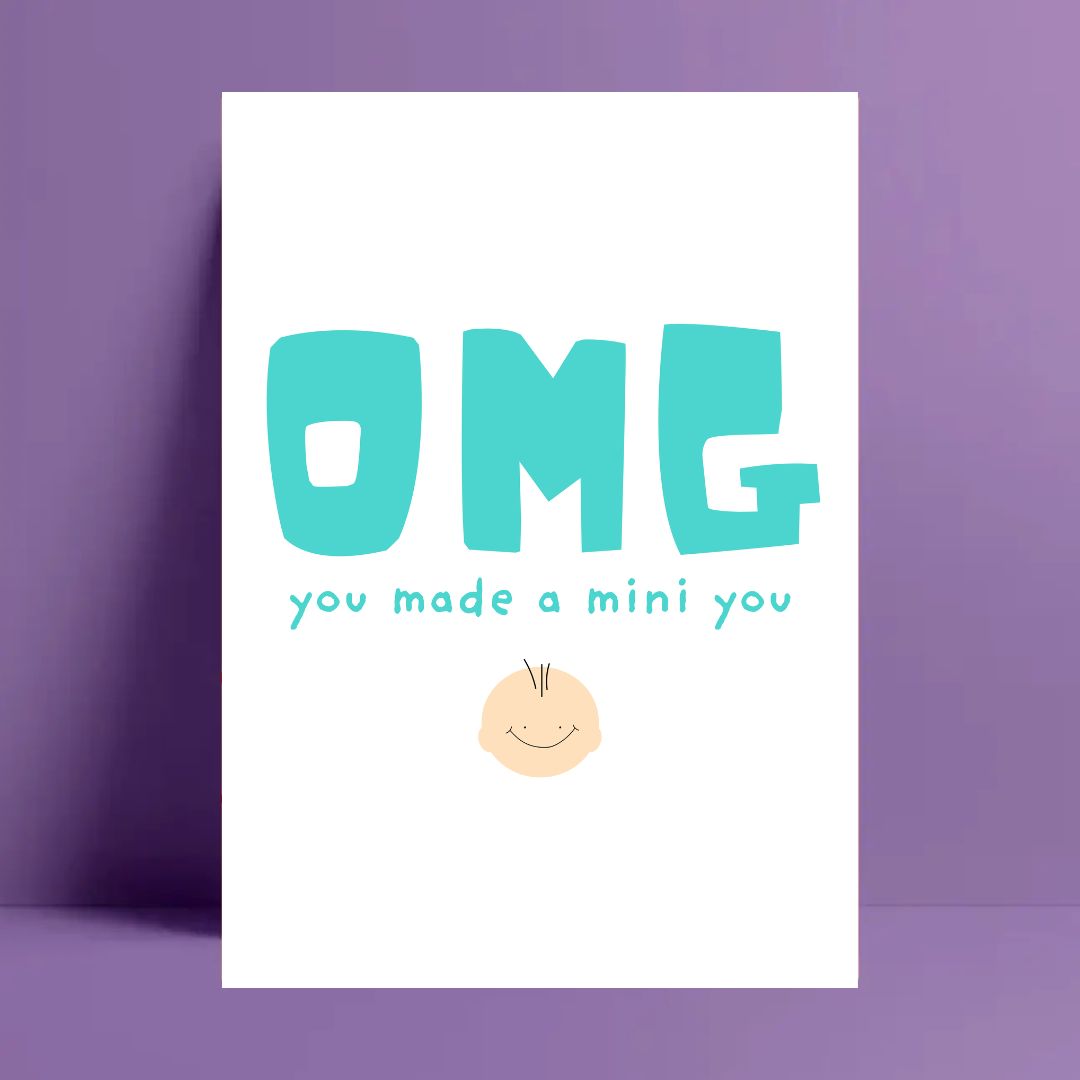 Postkarte 'OMG Mini You' blau