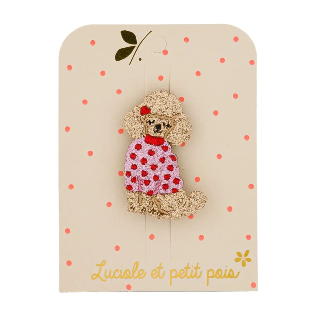 Anstecknadel Pudel-Brosche mit Glitzer