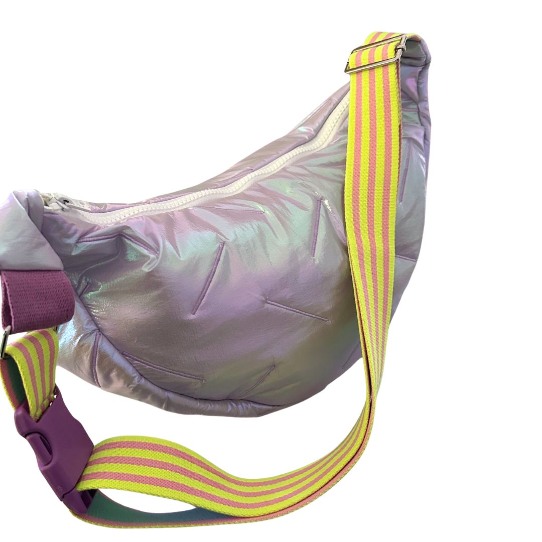 Damen Tasche Moonbag 'Puffy' metallic silberrosa