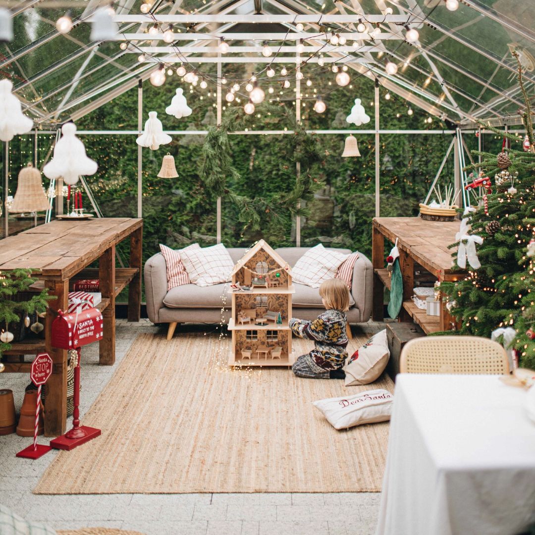 Dreistöckiges Holzpuppenhaus | Modernes Puppenhaus natur/petrol