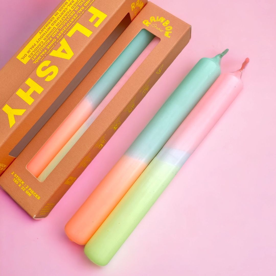 Rainbow Studio | Neonkerzen im 2er-Set 'Flashy' pastell