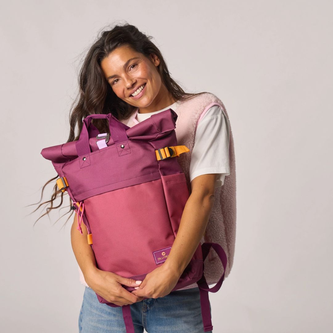 Rolltop-Rucksack mehrfarbig violett/bordeaux