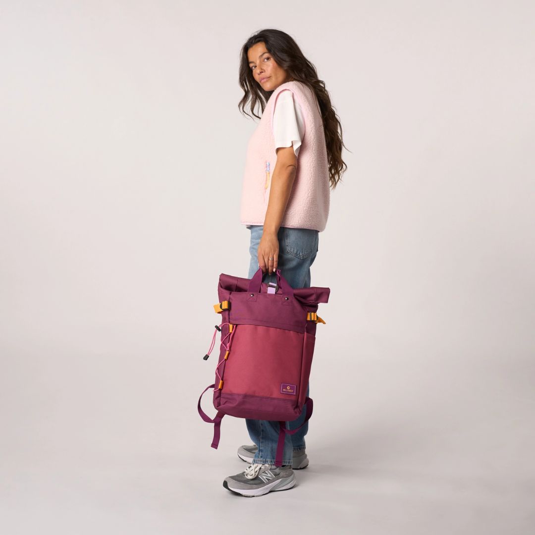 Rolltop-Rucksack mehrfarbig violett/bordeaux