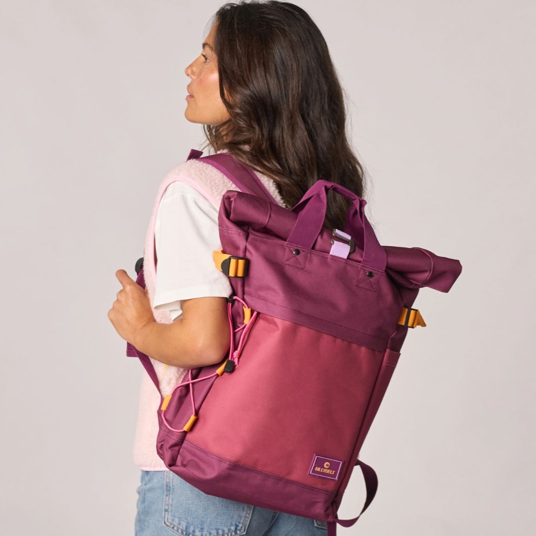 Rolltop-Rucksack mehrfarbig violett/bordeaux