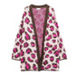 Rosa Leopardenmuster-Cardigan mit Wolle