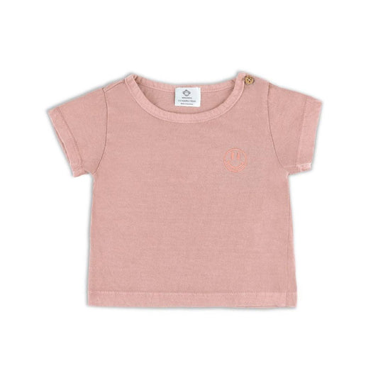 Baby T-Shirt dusty rose mit Smiley