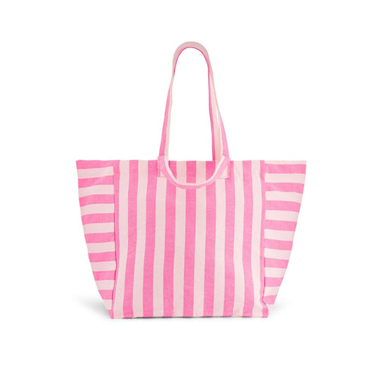 ELISA ECRU GESTREIFTE TASCHE - NEONPINK