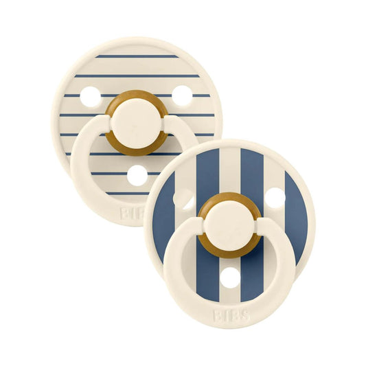 Runder Schnuller aus Naturkautschuk 2er Set Ivory/Steel Blue