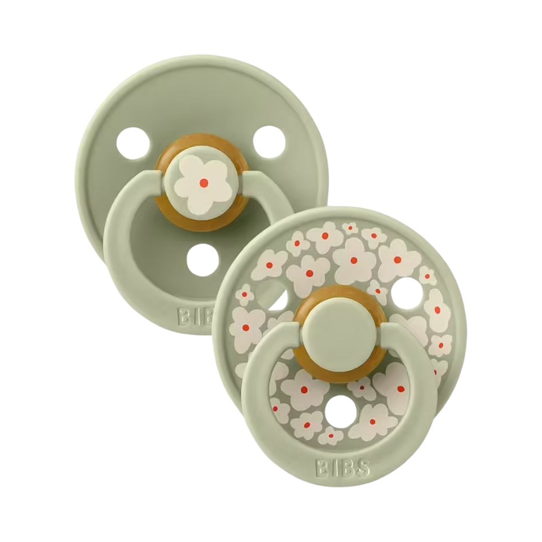 Runder Schnuller aus Naturkautschuk 2er Set Jasmine/Sage