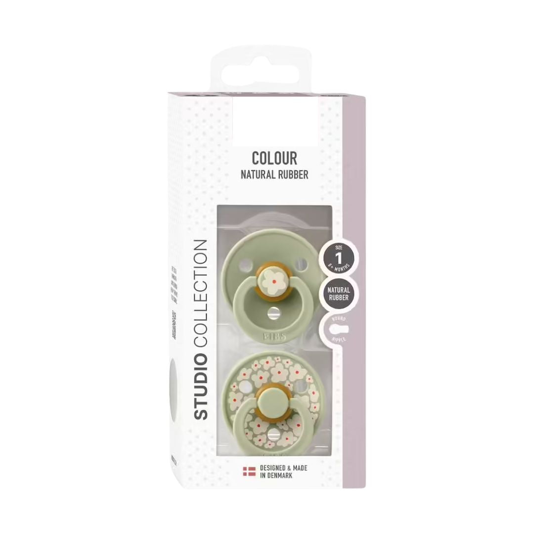 Runder Schnuller aus Naturkautschuk 2er Set Jasmine/Sage