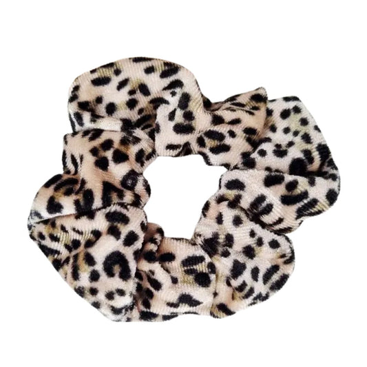 Samt-Scrunchie Haargummi leopard/beige/schwarz
