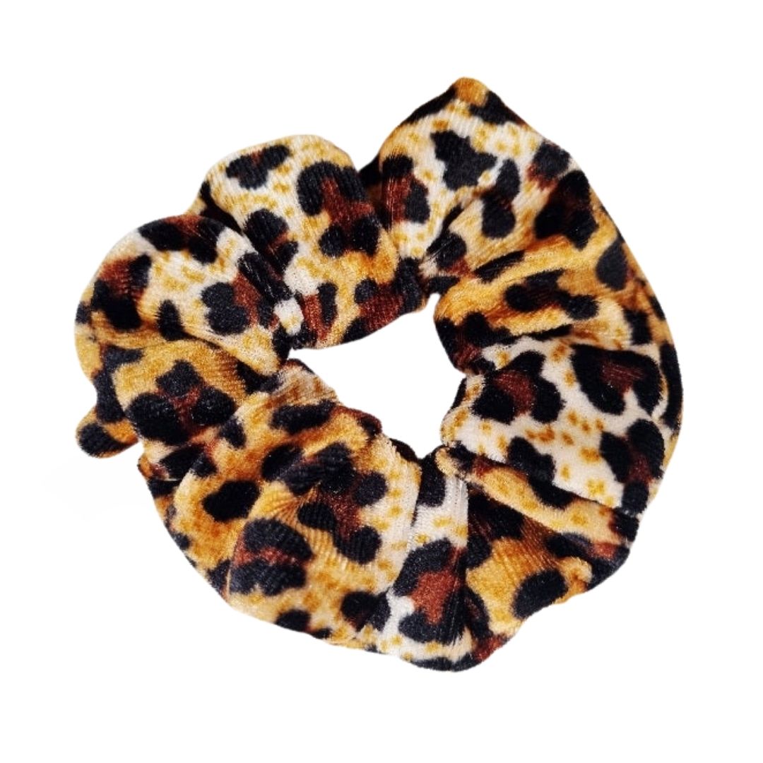Samt-Scrunchie Haargummi leopard/camel/schwarz/braun