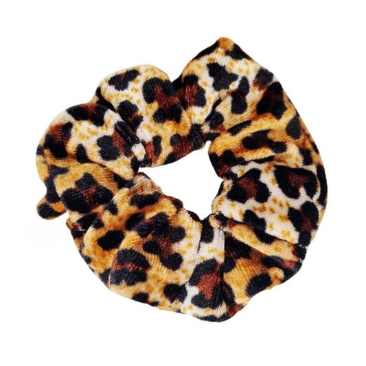 Samt-Scrunchie Haargummi leopard/camel/schwarz/braun
