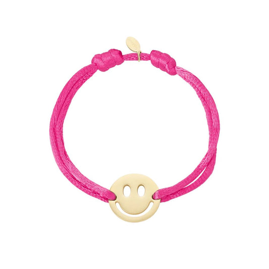 Satinarmband mit Smiley fuchsia