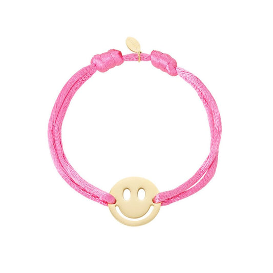 Satinarmband mit Smiley pink