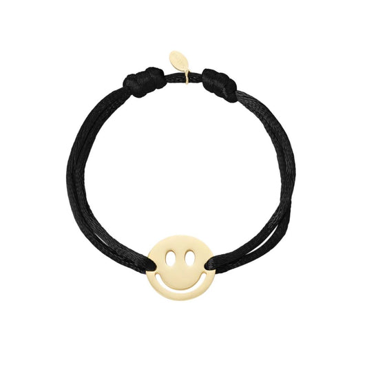 Satinarmband mit Smiley schwarz