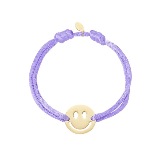 Satin Armband lila mit Smiley