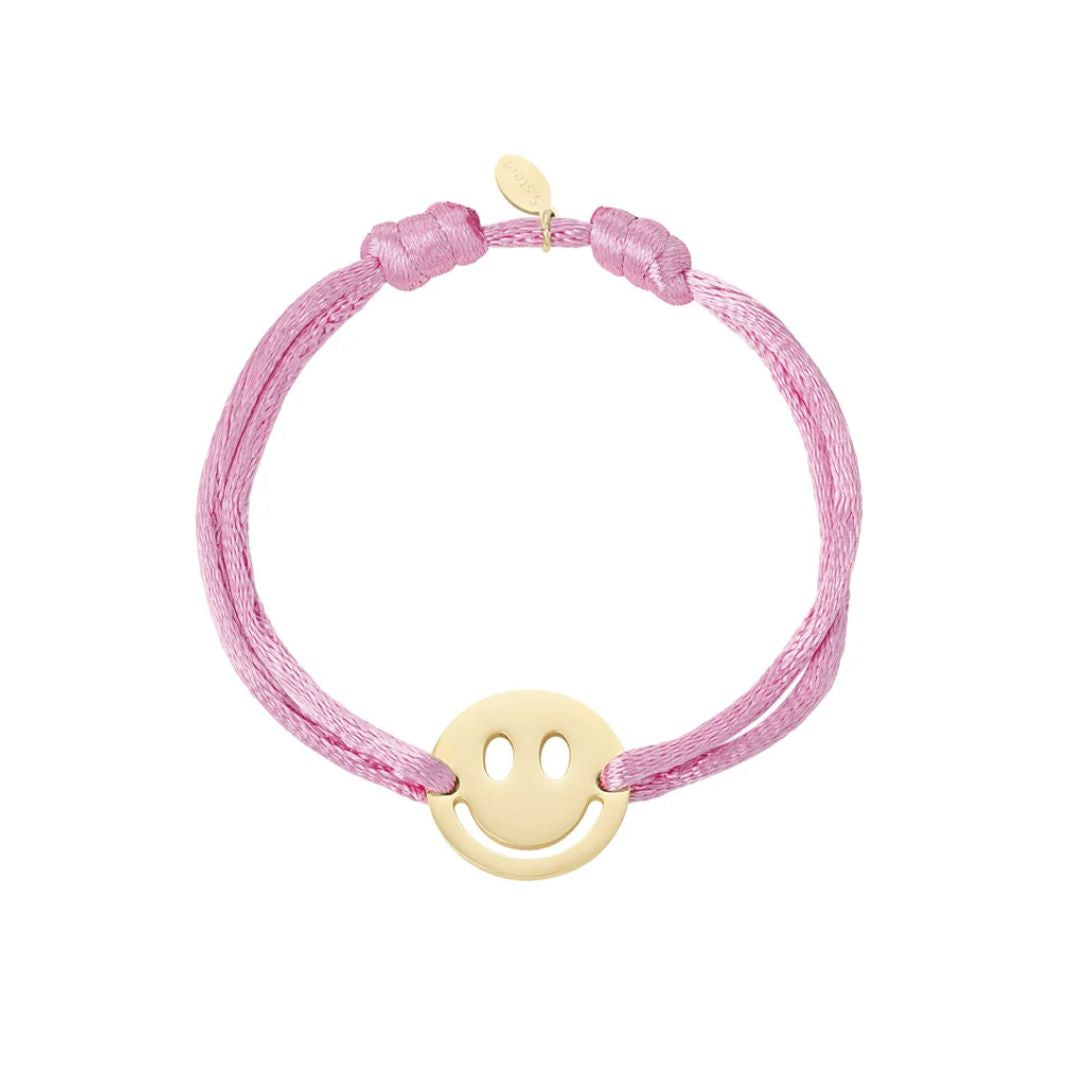 Satinarmband mit Smiley pastel purple