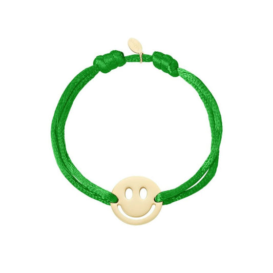Satinarmband mit Smiley grün
