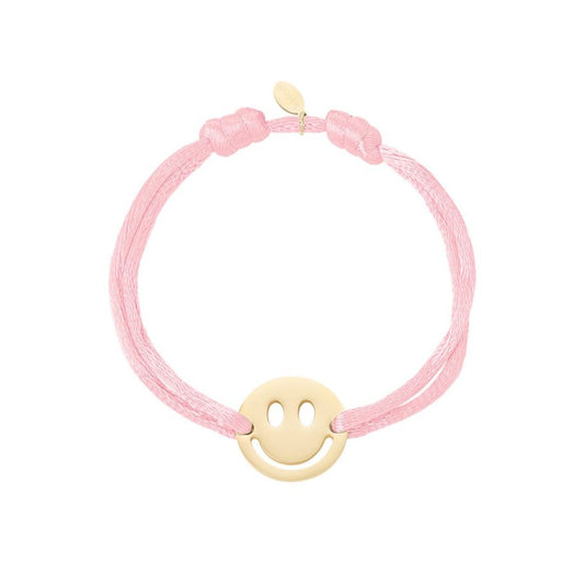 Satinarmband mit Smiley hellrosa
