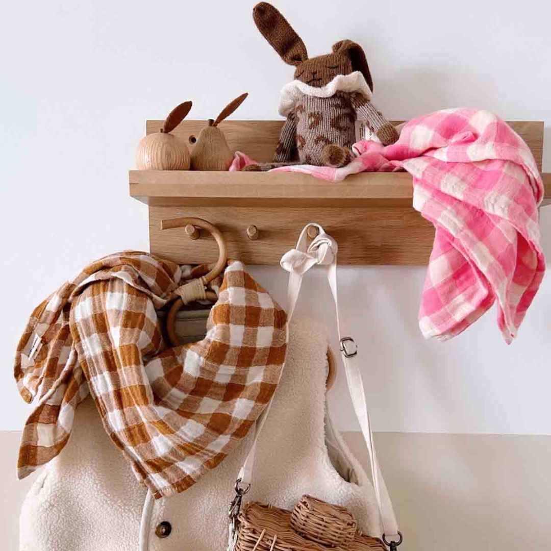 Schaltuch aus Musselin 'BIANCA VICHY KARAMELL' 70 x 70 cm