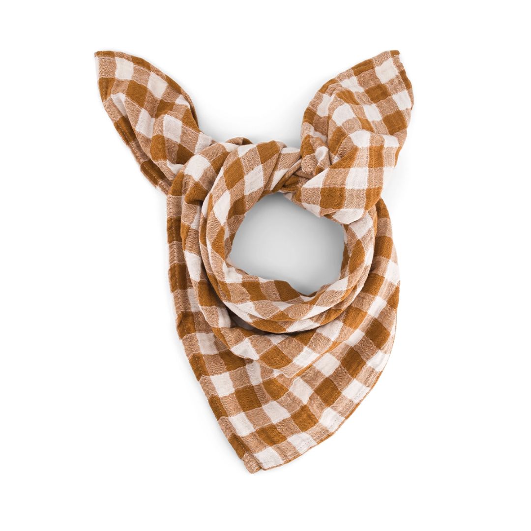 Schaltuch aus Musselin 'BIANCA VICHY KARAMELL' 70 x 70 cm