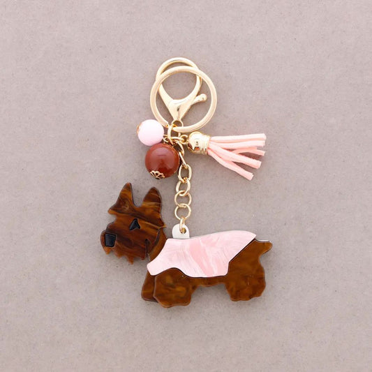 Schlüsselanhänger aus Kunstharz 'Welpe' kaffeefarben