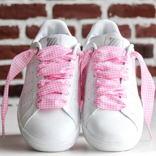 Schnürsenkel mit Vichy-Muster rosa